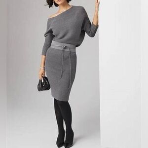 Off Shoulder Ribbed Sweater Dress, WHBM, Size S